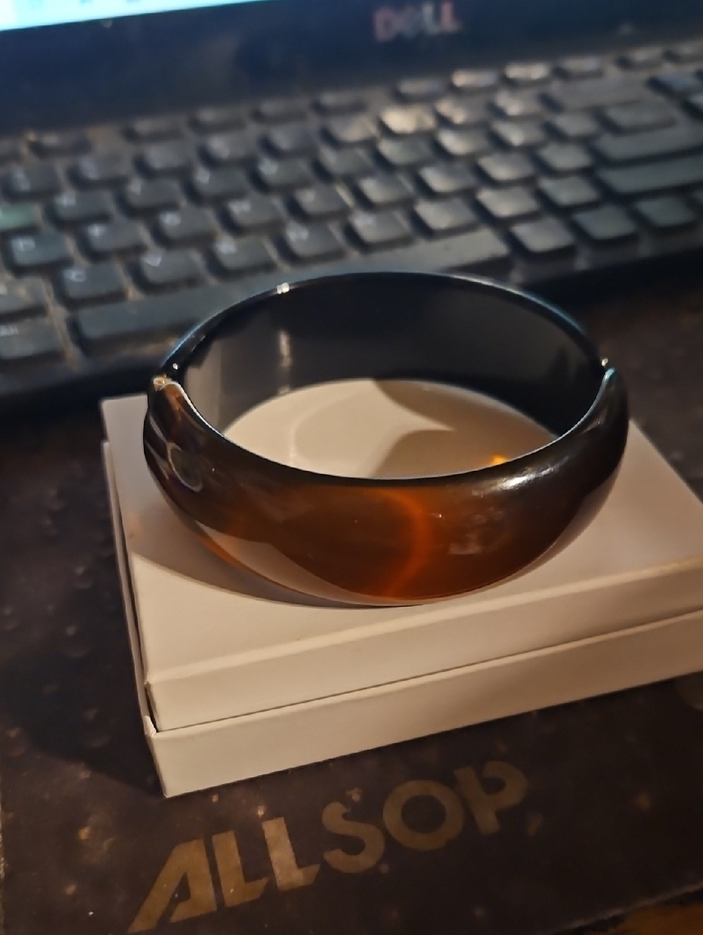 Vintage Brown Black Lucite Clamper Bracelet